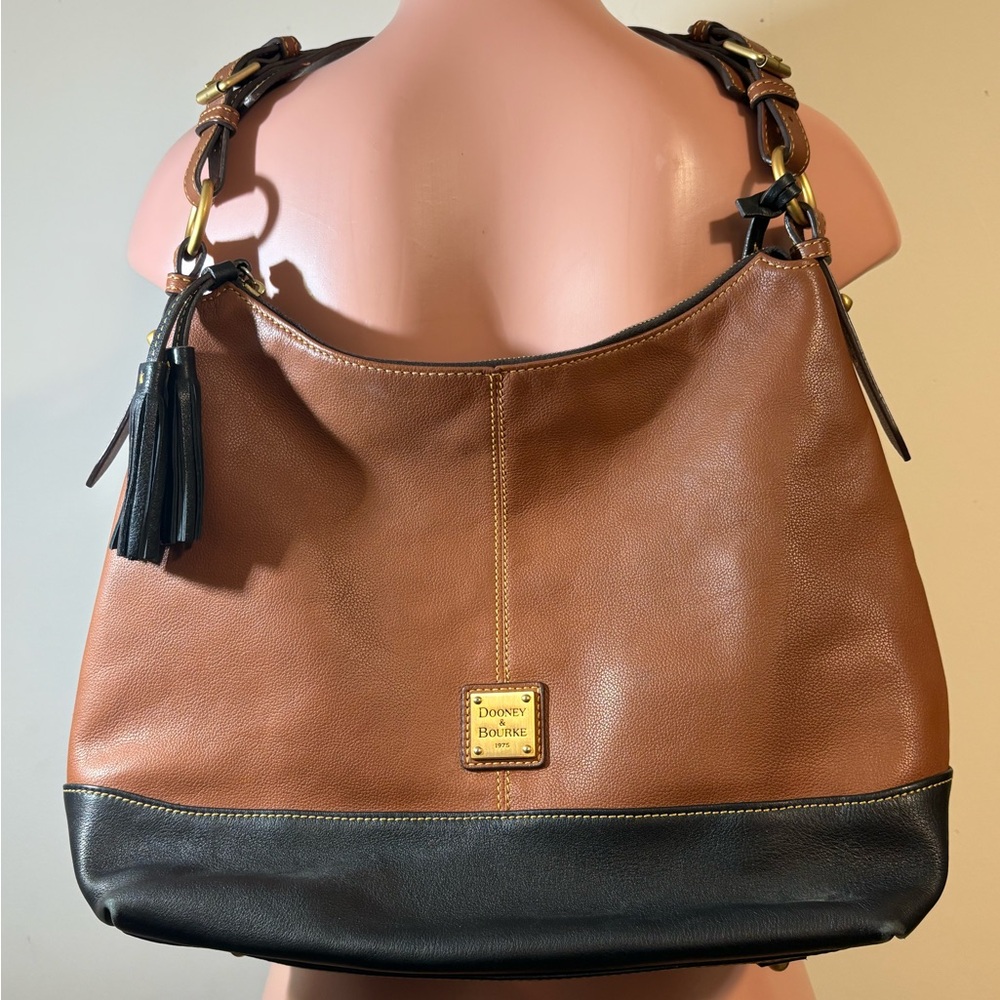 Dooney & Bourke Sophie Hobo Leather Bag Purse Brown and‎ black